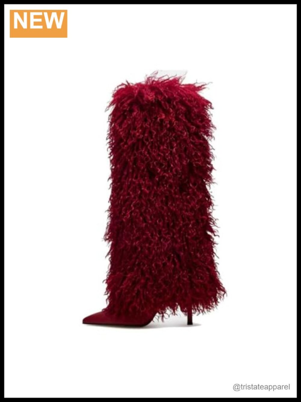 Faux Fur Knee High Boots for Women Pointed Toe Stiletto Heel Fold Over Tall